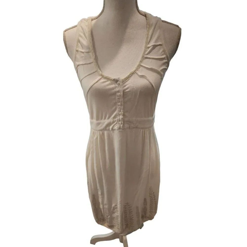 Mono Reno Womens White Sleeveless Dress Size M Boho Summer Soft Racer Back